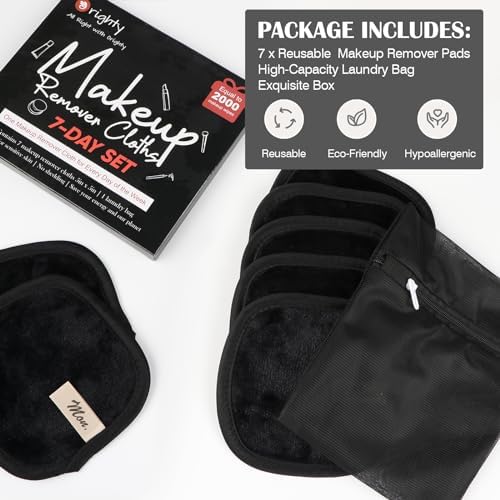 Orighty Makeup Remover Cloths 7-Day Set, Black Makeup Remover Pads - Image 2