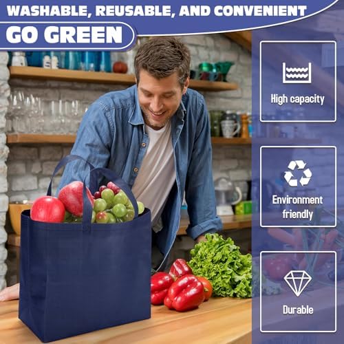 Windyun Reusable Grocery Bags Non Woven with Handles - Image 4