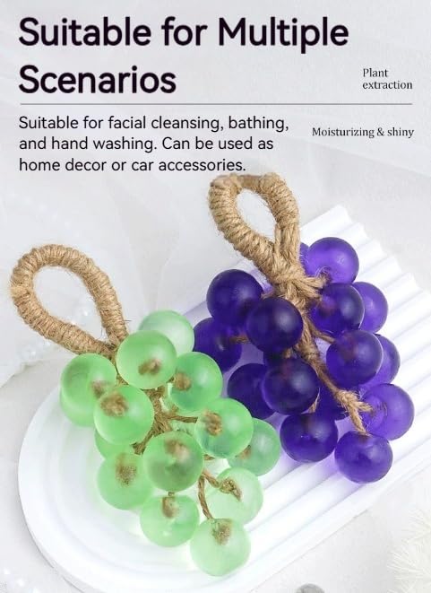 Grape Soap, Handmade Grape Soap on a Rope, Crystal Grapes Shaped with Natural Ingredients, Christmas Decorative Hand Soaps for Washing Hands & Fresh Air, Gift Choice for Women Men (Peach A)