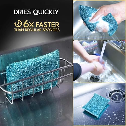 Dish Sponges for Kitchen (6 Pcs Pack) - Non Scratch Scrubbers for Cleaning Dishes - Reusable Dish Sponge Scrub Pads for Dishwashing & Washing - Household Scrubber Supplies & Tool for Pots, Pans, Sink - Image 4