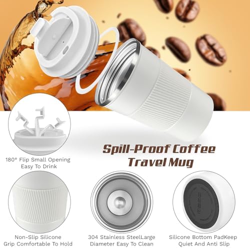 Vacuum Insulated Stainless Steel Travel Coffee Mug,Leak Proof Cup with Lid - Image 3