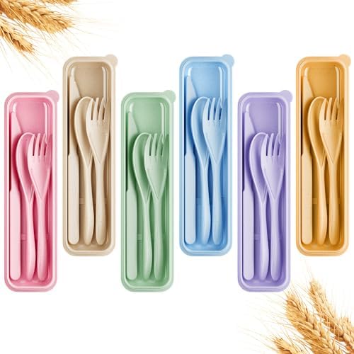 Quatish 6 Sets Travel Utensils Set with Case,Camping Utensils Multicolor by Quatish