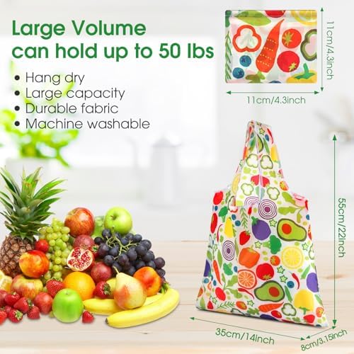 Eccliy 24 Pcs Reusable Grocery Bags Shopping Bags Foldable, Fruits Style - Image 2