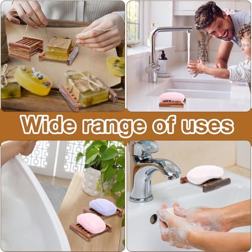 Amyhill 100 Pcs Bamboo Soap Dish Bulk Soap Holder Draining,Charcoal Color - Image 4