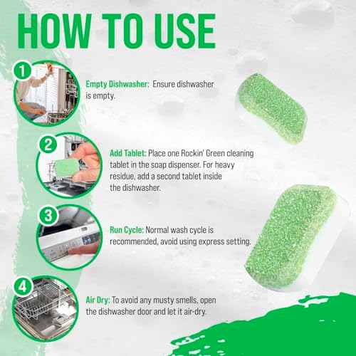 Rockin' Green Dishwasher Cleaner Citrus Lime Tablets 8 Pack - Image 3