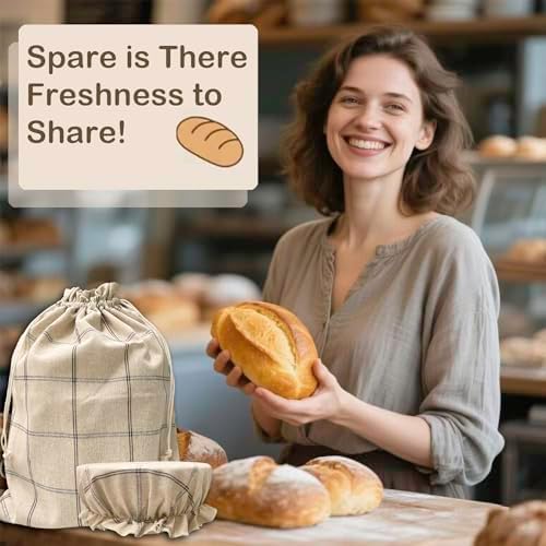 XL Linen Bread Bag for Homemade Sourdough with Proofing Cover, Reusable Organic Linen bags with TPU Lining, BPA-Free, Food-Grade Cloth Storage Bags with Freezer Compatibility - Image 7