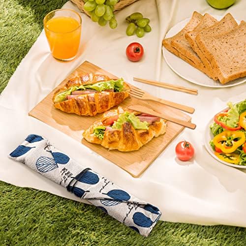 Boao 4 Sets Bamboo Utensil Travel Cutlery Set - Image 6