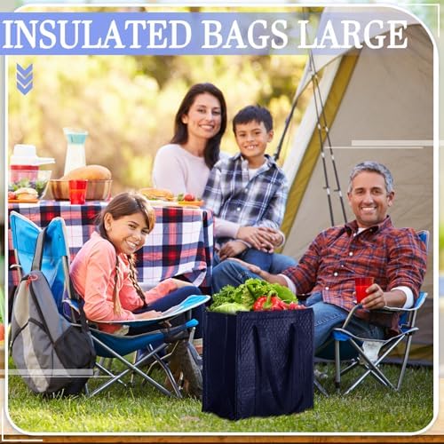 10 Pack 10 Pack Large Insulated Grocery Bag Zippered, Navy Blue - Image 5