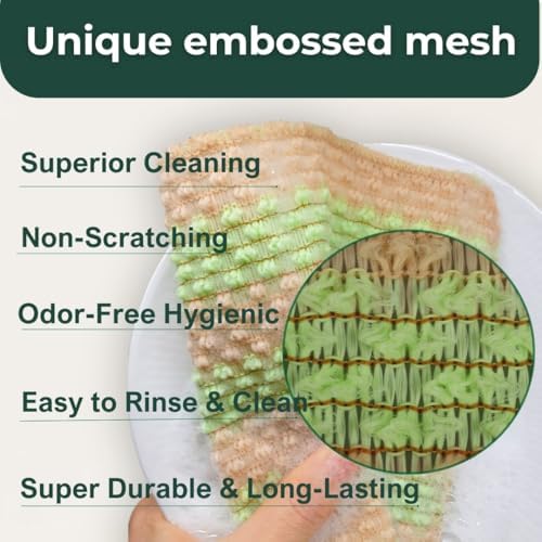 mibboom's Dish Scrubbers – Non-Scratch, Reusable Kitchen Sponges for All-Purpose Cleaning, Made in Korea, 4 Pack (7.6 x 7.4 in) - Image 3