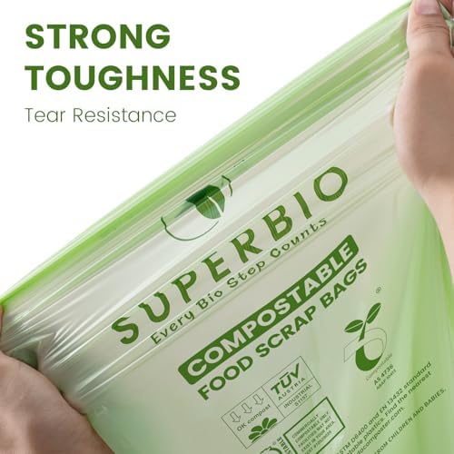 SUPERBIO 2.6 Gallon Flat Top Compostable Food Waste Bags, 100 Ct, 2 Pack - Image 2