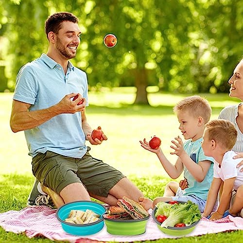 2 Pcs Collapsible Bowls with Lids, Foldable Meal Prep Containers Reusable, Silicone Food Storage Containers, Camper Must Haves Rv Camping Accessories for Travel Trailers, Microwave and Freezer Safe - Image 4