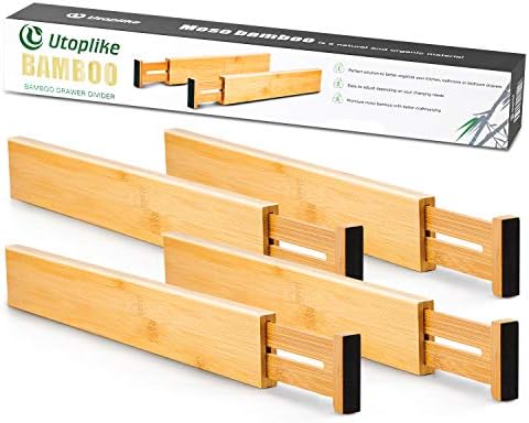 Utoplike 4 Pcs Bamboo Kitchen Drawer Dividers, Large Drawers Organizers - Image 6