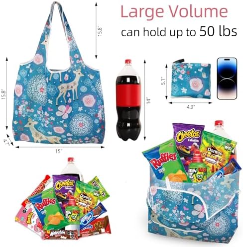 Foldable Reusable Shopping Bags,6 Pack Heavy Duty Tote for Grocery - Image 4