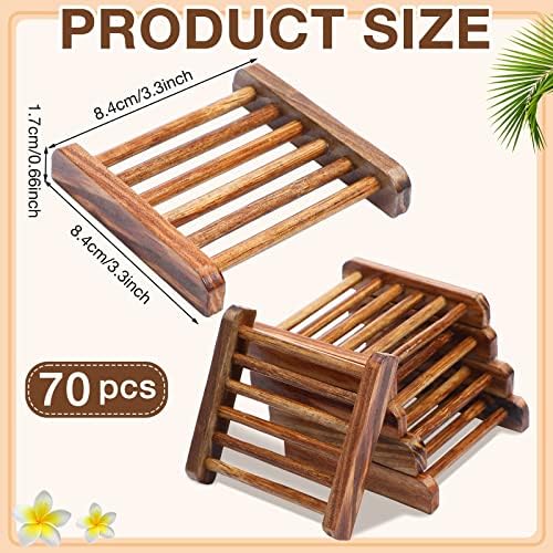 Amyhill 70 Pcs Bamboo Soap Dish Bulk Soap Holder Draining,Charcoal Color - Image 2