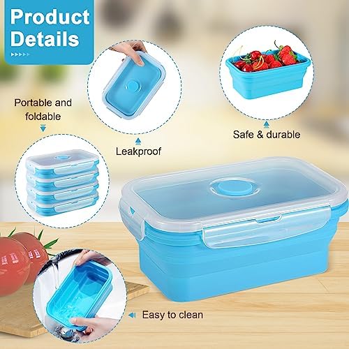 Mifoci 8 Sets of Silicone Collapsible Bowls, Blue, 17 Oz/ 500 ml - Image 3