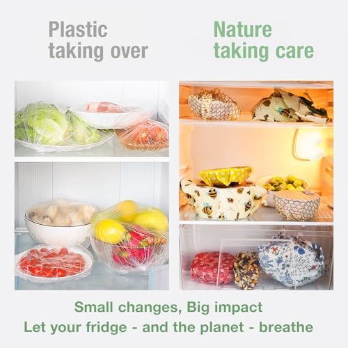 Reusable Beeswax Food Wraps Set - 3 Pack (S,M,L) for Bread, Sandwiches, Cheese & Bowl Covers | Food Storage | Organic, Zero Waste, Plastic and Silicone Free - Image 6