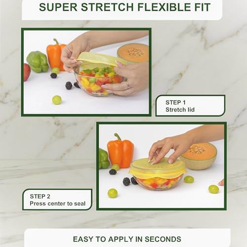 Silicone Stretch Lids 6 PCS – Airtight Reusable Food Covers for Bowls & Containers, Multi Size Flexible Silicone Lids, Leak Proof, BPA Free, Microwave Dishwasher & Freezer Safe - Image 2