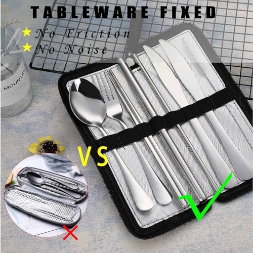 DEVICO Camping Utensils, Stainless Steel Travel Silverware Set with Case - Image 3
