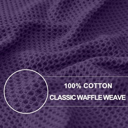 Homaxy 100% Cotton Waffle Weave Kitchen Dish Cloths 6-Pack, Eggplant - Image 2