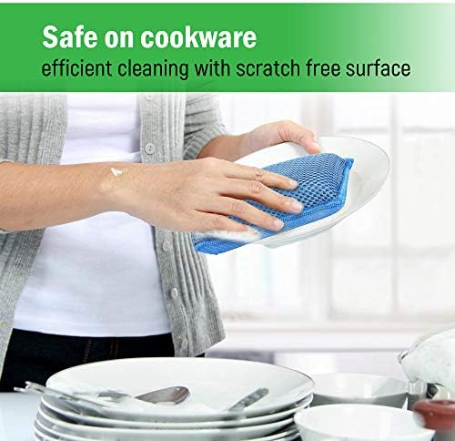 Miracle Microfiber Kitchen Sponge by Scrub-It - Non-Scratch Heavy Duty Dishwashing Cleaning sponges- Machine Washable - (Blue) - Image 7
