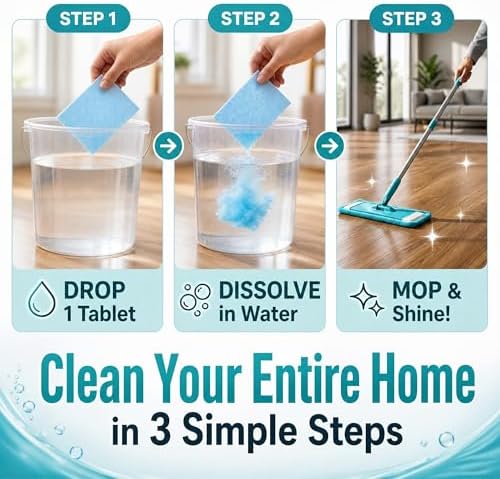 Multiple Effect The Floor Clean Floor Cleaning Tablets for Mopping, Multi-Surface Deep-Clean Tabs for Hardwood, LVP, Tile, Laminate & Marble, Fast-Dissolving, Camellia Scent, 100PCS - Image 3