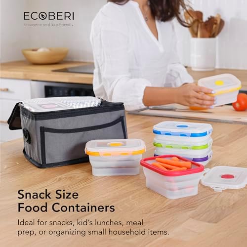 ECOBERI Collapsible Food Storage Containers with Lids, 8 Piece, 12 oz - Image 5