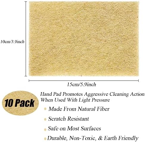 Natural Scouring Pads 10 Pack- Dish Scrubber Non-Scratch Sisal Cleaning Scrub Pads, Eco-Friendly Glass Coconut Fiber Kitchen Scrubbers for Pans and Pots, Compostable, Biodegradable (10 Pack) - Image 2
