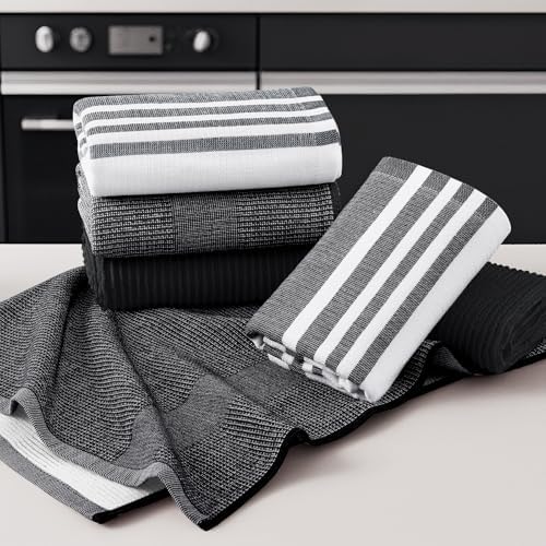 Homaxy Cotton 380 GSM Premium Kitchen Towels, 18"x 28", 12 Pack, Black - Image 5