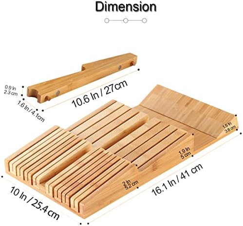 NIUXX Bamboo In-Drawer Knife Block Set for 16 Knives(Not Included) - Image 2