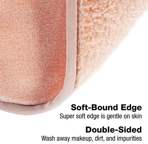 Eurow Reusable Makeup Remover Cloths, Soft Microfiber Face Towels for All Skin Types, Chemical-Free, Protective, Machine Washable, Gentle & Effective Facial Cleansing, 8"x8", Coral, 4-Pack - Image 3