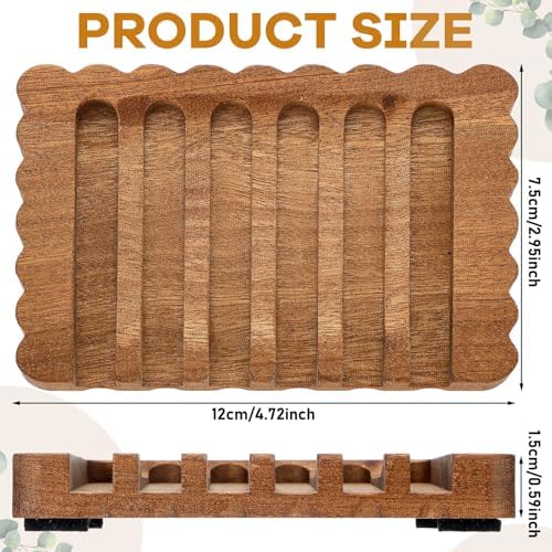 Jinei 1 Pcs Scalloped Wood Soap Dish 4.72 x 2.95 x 0.59 Inch Sapele Bar Soap Holder with Self Draining Non-Slip Point Design Sponge Saver for Shower Bathroom Kitchen - Image 2