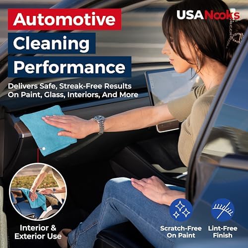 USANOOKS Microfiber Cleaning Cloth - Turq - 12Pcs (12.5x12.5 inch) High Performance - 1200 Washes, Ultra Absorbent Car Towel Traps Grime & Liquid for Streak-Free Mirror Shine - car Washing Cloth - Image 5