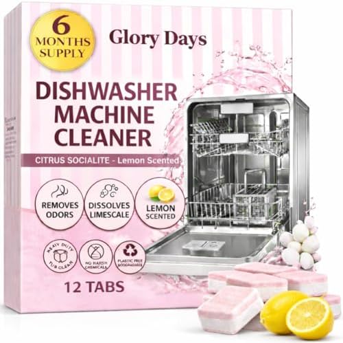 Dishwasher Cleaner And Deodorizer Tablets - Lemon Citrus Dishwasher Cleaning Tablets - Deep Cleaning Removes Limescale and Odors - Eco-friendly Dish Washer Machine Cleaner - Heavy Duty and Septic Safe by GloryDaysRevolution