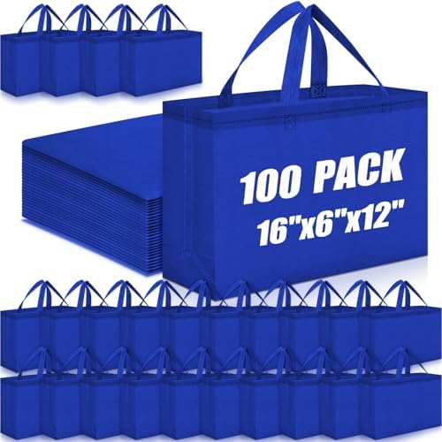 Windyun Reusable Grocery Bags Large Non Woven Shopping Bags with Handles Foldable Portable Tote, 16x6x12 Inch by Windyun