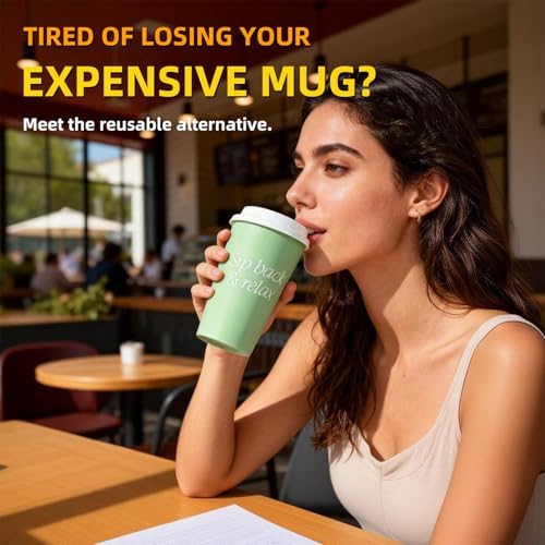 Plastic Reusable Coffee Cups with Lids, 4 Pack - Image 3