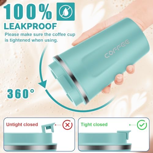 CS COSDDI 12 oz Coffee mug - Stainless Steel Coffee Cup with Leakproof Lid - Image 3