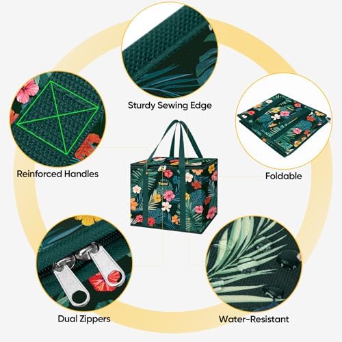 BALEINE 3PK Insulated Reusable Grocery Bag, Heavy Duty Shopping Tote - Image 7