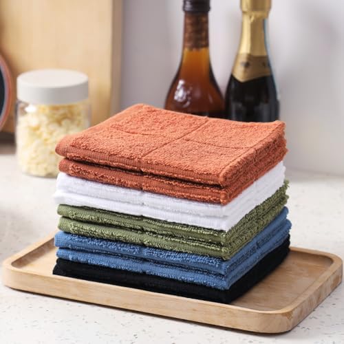 Glynniss Kitchen Dish Cloths for Washing Dishes, Blue Terry Dish Rags - Image 2
