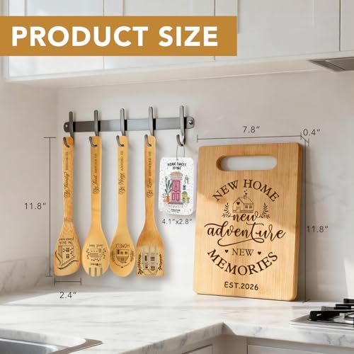 6 Pcs Housewarming Gifts Set for Women Friends Neighbor, New Home Essentials with Bamboo Cutting Board & 4 Blessing Spoons, New Home New adventure New Memories 2026 - Image 6