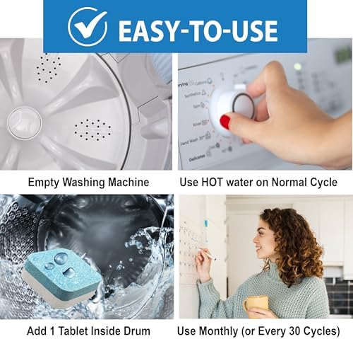 SANI 360° Washing Machine Cleaning tablets, 12 pack is Formulated with Enzyme, Deep Cleans and Deodorizes Front and Top Loading Washers use up to 1-year supply Unscented - Image 5