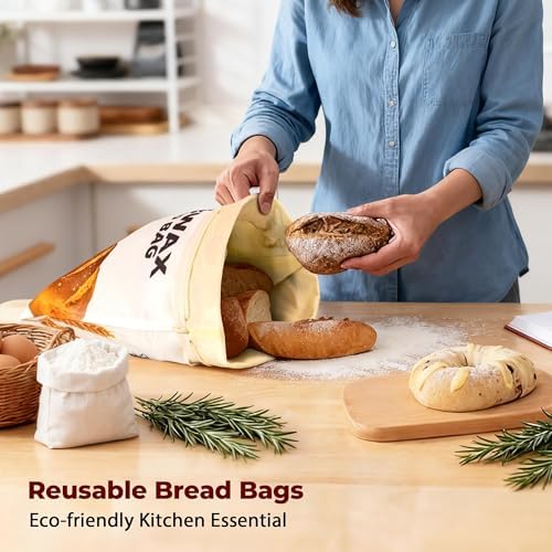 OHIYO Beeswax Bread Bags for Homemade, Reusable Natural Beeswax Sourdough Bread Bags Freshness Keeper for Homemade, Bakery Essentials, Bread Box (2 Pack) - Image 5