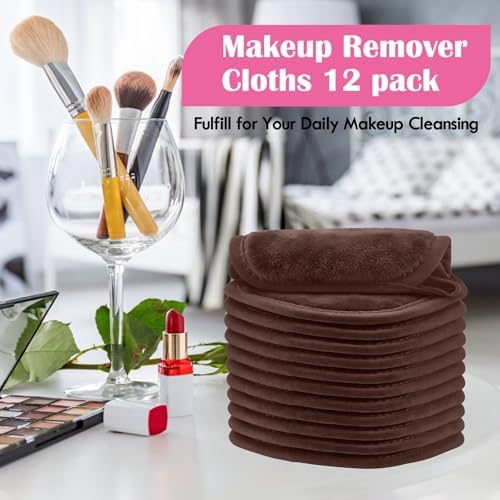 Orighty Makeup Remover Cloths, 12 Pack Makeup Eraser Cloth, 5x5 Inch Brown - Image 7