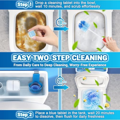 Automatic Toilet Bowl Cleaner & Toilet Tank Tablet Holder Set,Blue - Image 6
