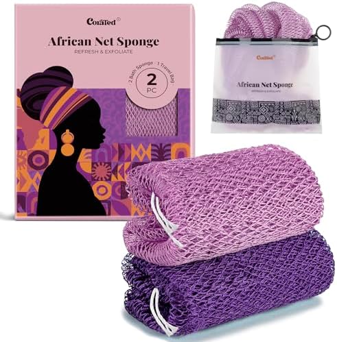 CORATED African Net Sponge Authentic, Shower Loofah Exfoliating Bath Sponge by CORATED