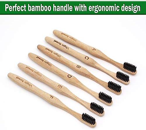 Virgin Forest Bamboo Toothbrushes 6pk, Charcoal Medium Soft BPA Free - Image 4