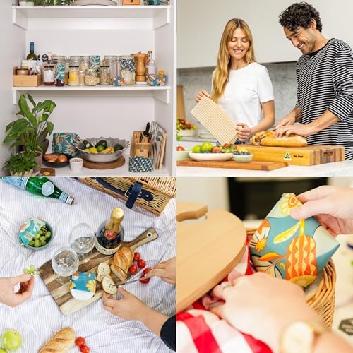 Beeswax Wraps for Food - The Kitchen Collection - Organic Cotton Beeswax Wrap - Reusable Beeswax Food Wrap - Plastic Wrap/Sandwich Bags Alternative - 4 Pack, S, M, L & XL - Image 5