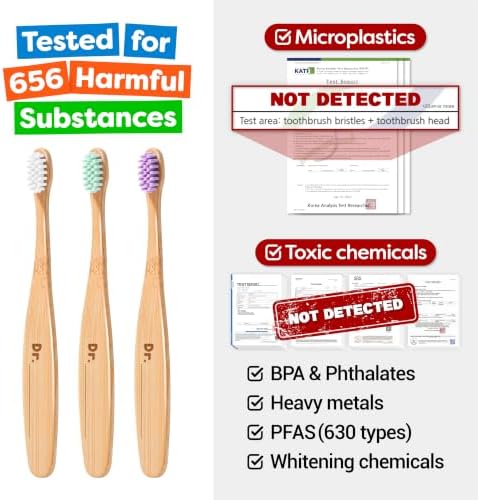 Dr. Noah Microplastic-Free Bamboo Kids Toothbrush, Dentist Designed, Age 4+ - Image 6