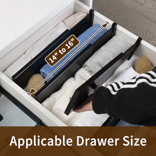 Utoplike Dresser Drawer Dividers, 4" High Black Drawer Organizers Clothes - Image 2