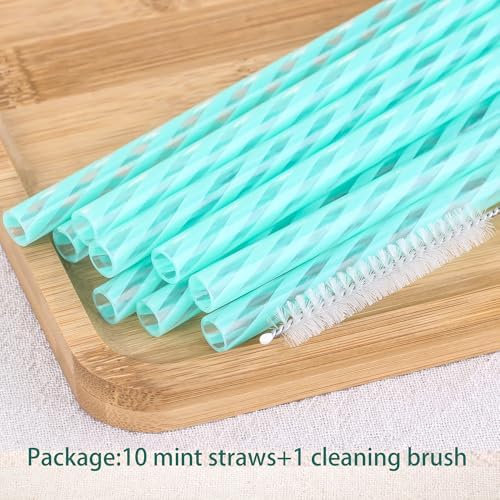 Dakoufish Replacement Straws for StanleylOwalalHydro Jug 40oz 30oz Tumbler,10 Pack 12 Inch Mint Reusable Straws With Cleaning Brush For Stanley Simple Modern Cup,Dishwasher Safe. - Image 6