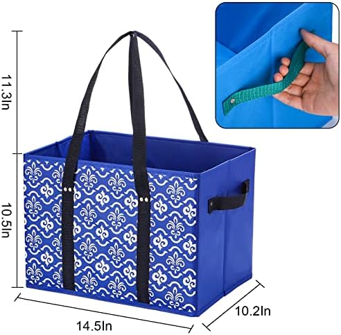 WUWEOT 4 Pack Reusable Grocery Bags, Large Shopping Box Tote, Foldable Washable Storage Bins with Reinforced Bottom Heavy Duty Handles for Fruit Vegetable Clothes Toys and Picnic - Image 2